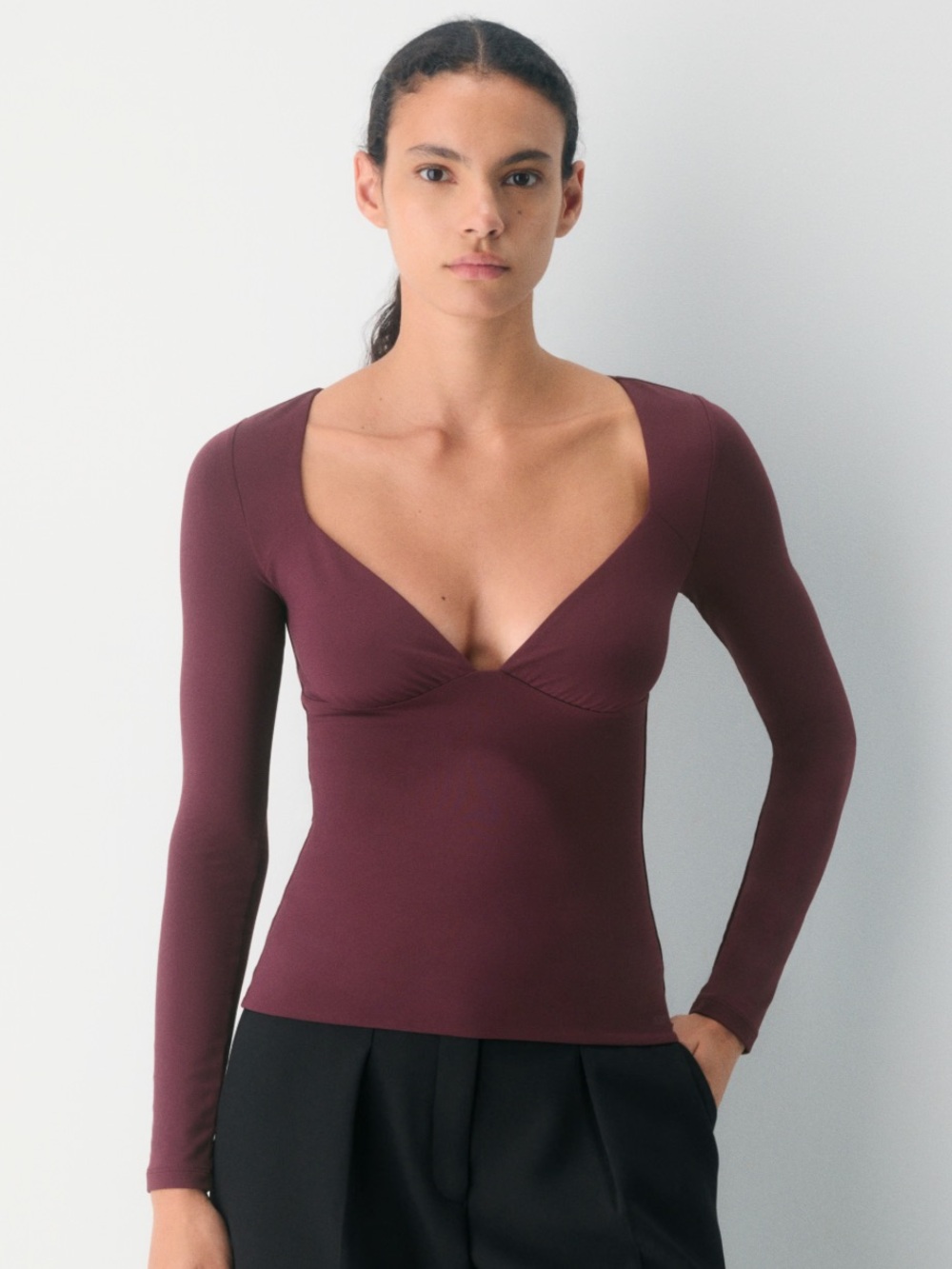 Aritzia Contour Cherish Long Sleeve - Burgundy | M